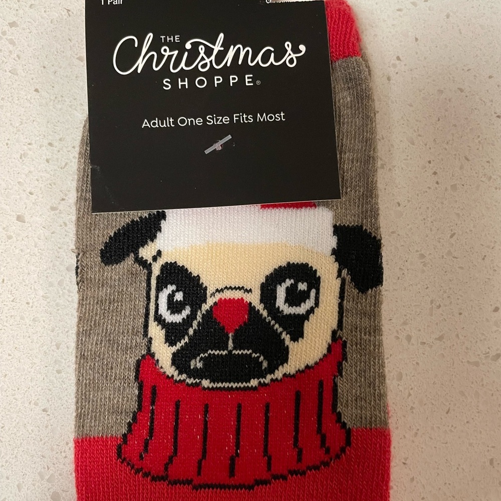 Pug Christmas Socks. Adults One Size. NWT - Picture 2 of 7